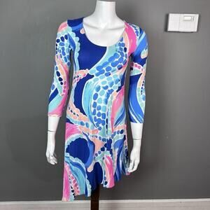 Lilly Pulitzer‎ dress XS Ariana Ocean Jewel Multi Asymmetric Jersey NWT